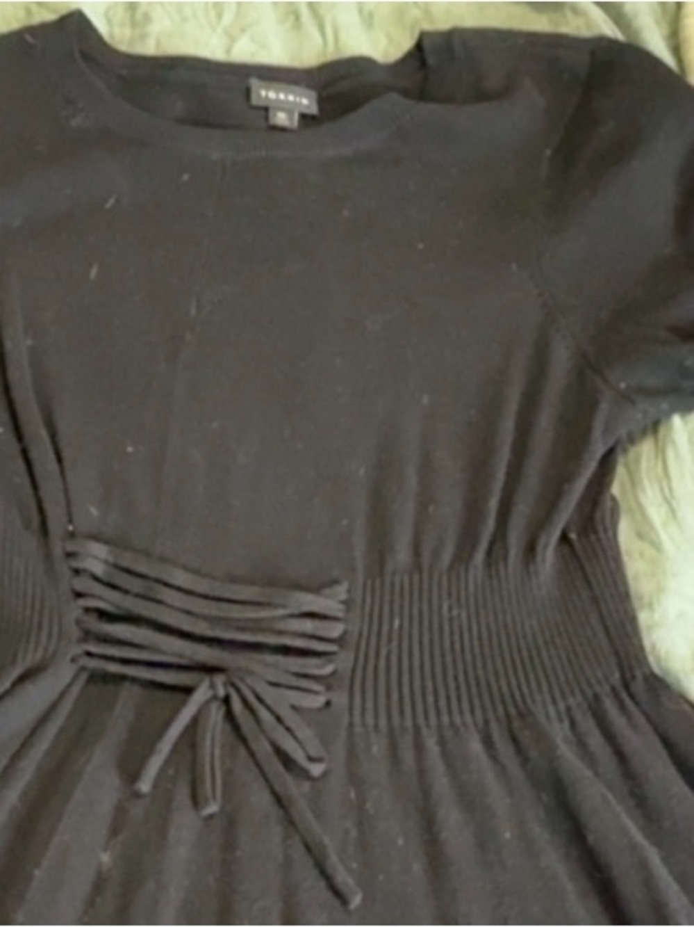 Torrid Black Short Sleeve Knit Top with Waist Tie Detail